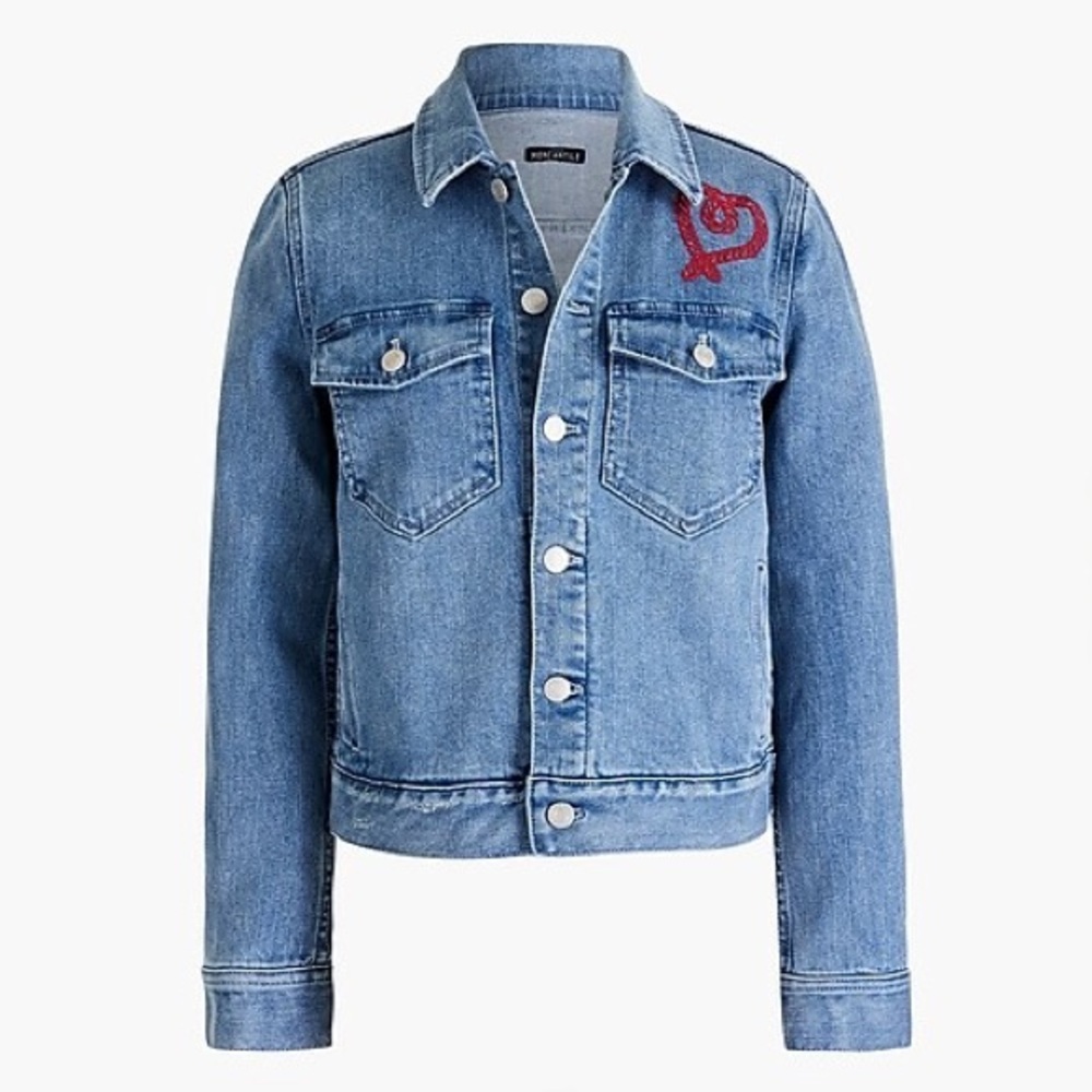 J.crew Embroidered denim jacket